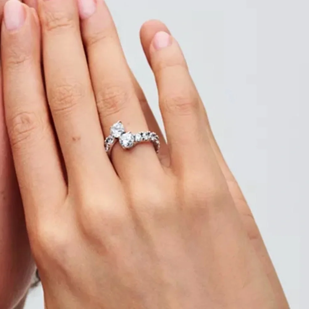 Pandoras Sterling Silver Timeless Overlapping Sparkling Band Ring 7.5 - Picture 8 of 8